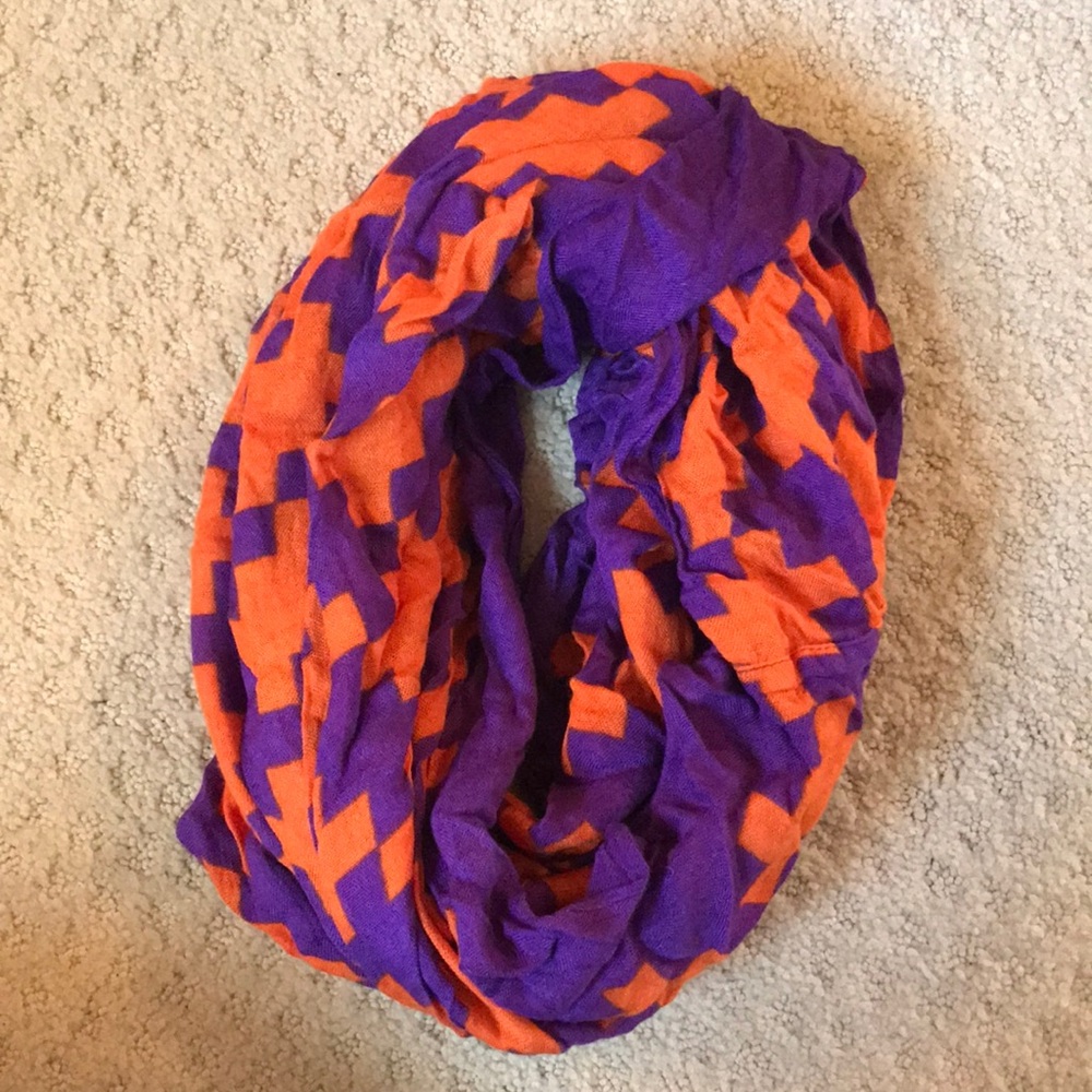Orange and purple infinity scarf